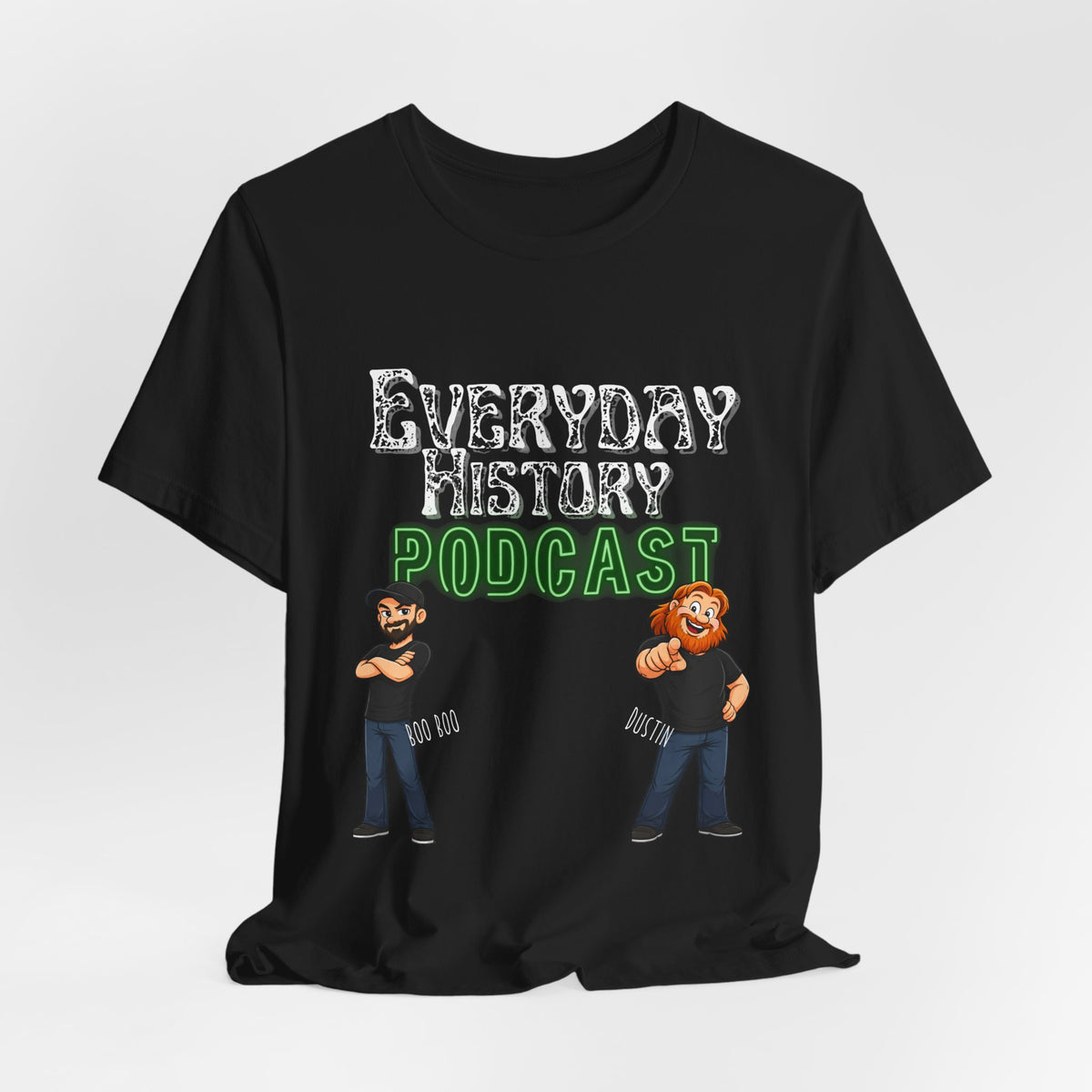 Everyday History Podcast T‑Shirt – Cartoon Hosts Logo Tee